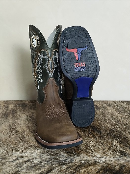 Bota Texana Masculina Texas Rodeo Couro Rodeio Águia Marrom