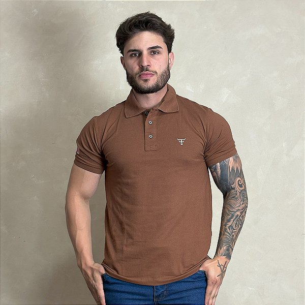 Camiseta Texas Farm Polo Masculina Premium Original Marrom