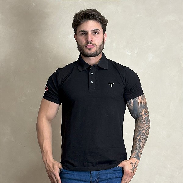 Camiseta Texas Farm Polo Masculina Original Algodão Preto