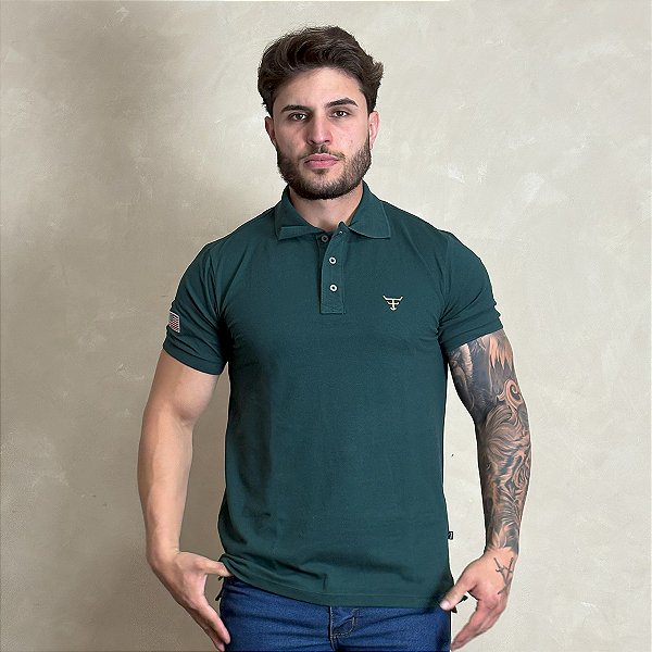 Camiseta Texas Farm Polo Masculina Original Tx Verde Escuro