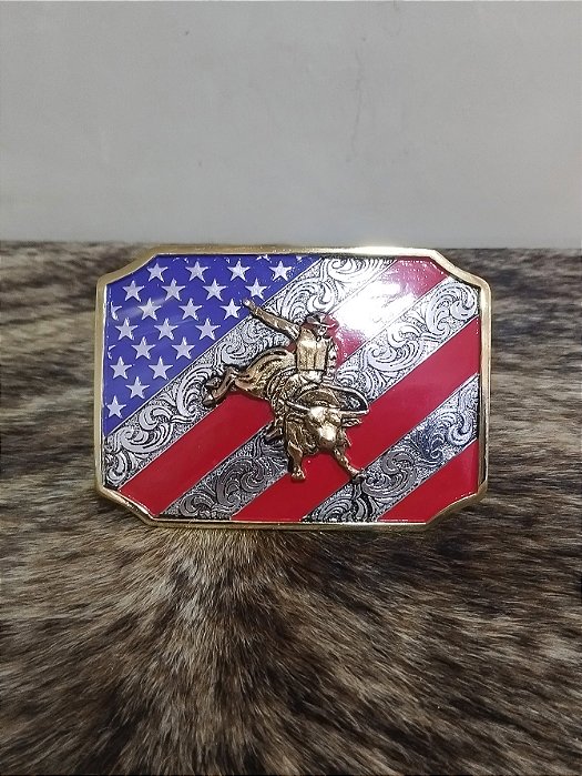 Fivela Country BullRider Master Cowboy Montaria Bandeira EUA