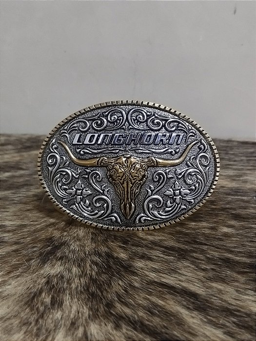 Fivela Long Horn Redonda Dourada Master Country Cowboy
