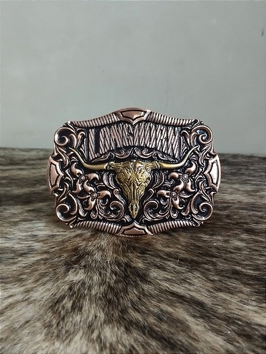 Fivela Long Horn Bronze Master Cowboy Country Estilo Western