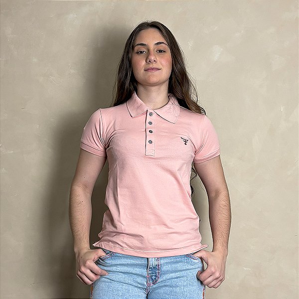 Camiseta Texas Farm Polo Feminina Original Agro Rosa Claro
