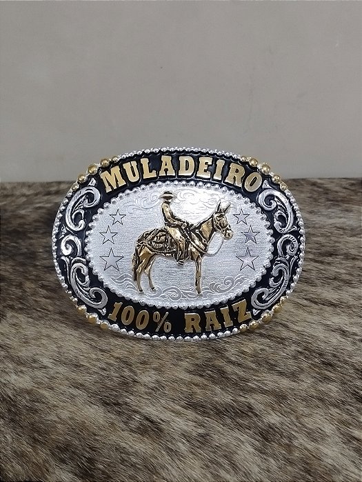 Fivela Muladeiro Cowboy Brand Master Country Prata Dourada