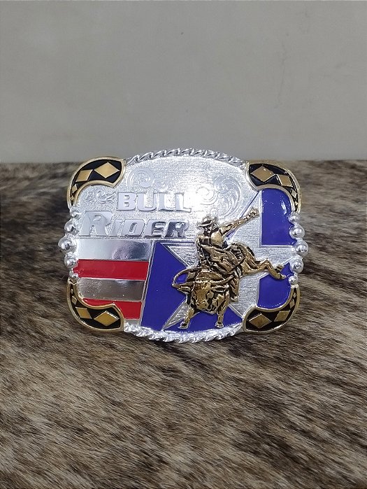 Fivela Bull Rider Prata Quadrada Master Country Western Agro