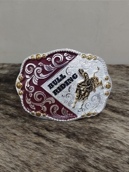 Fivela Vermelha Prata Master Country Western Bull Rider Top