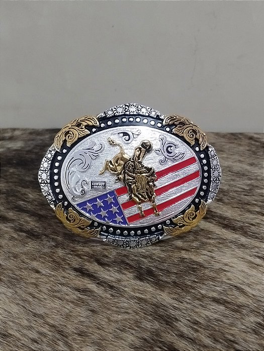 Fivela Bandeira USA Master Country Western Bull Rider EUA