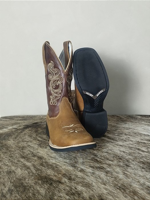 Bota Texana Feminina Couro Legítimo Cano Alto Bordada Agro