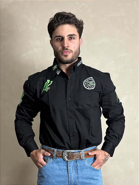 Camisão Masculina Radade Bordada Cowboy Manga Comprida Agro