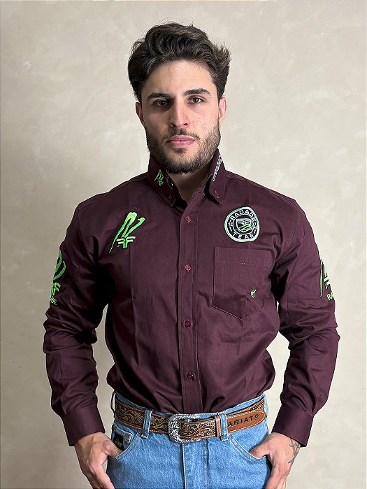 Camisa Radade Rodeio Masculina Bordada Manga Longa Cowboy