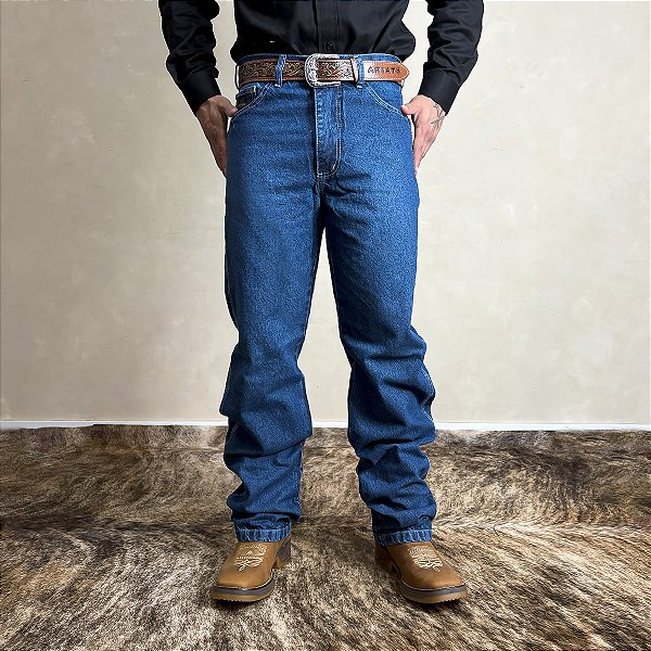 Calça Jeans Masculina Country Bolso Bordado Grossa Algodão