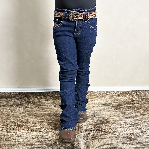 Calça Jeans Infantil Feminina Menina Bordada Country Flare
