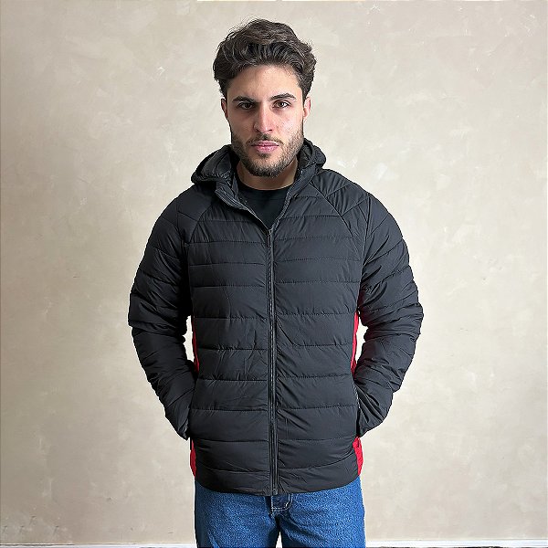Jaqueta Puffer Bobojaco Capuz Removível Blusa De Frio Preto