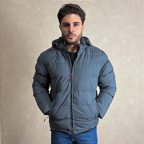 Jaqueta De Frio Intenso Casaco Forrado Estiloso Puffer Cinza