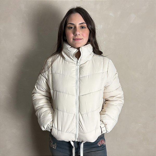 Jaqueta Feminina Puffer Blusa Frio Inverno Bobojaco Branco