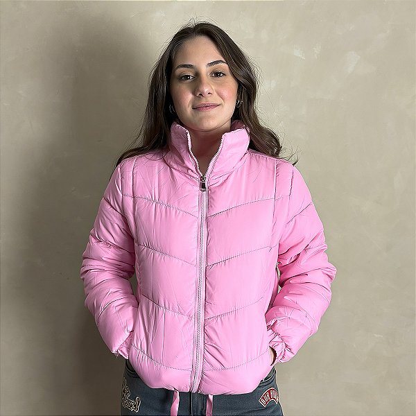 Jaqueta Feminina Puffer Blusa Frio Inverno Bobojaco Rosa