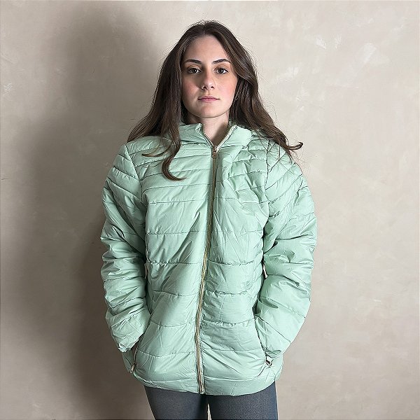 Jaqueta Feminina Puffer Nylon Casaco Bobojaco Premium Verde