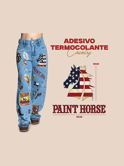 Adesivo DTF Country Termocolante Calça Jeans Personalizada