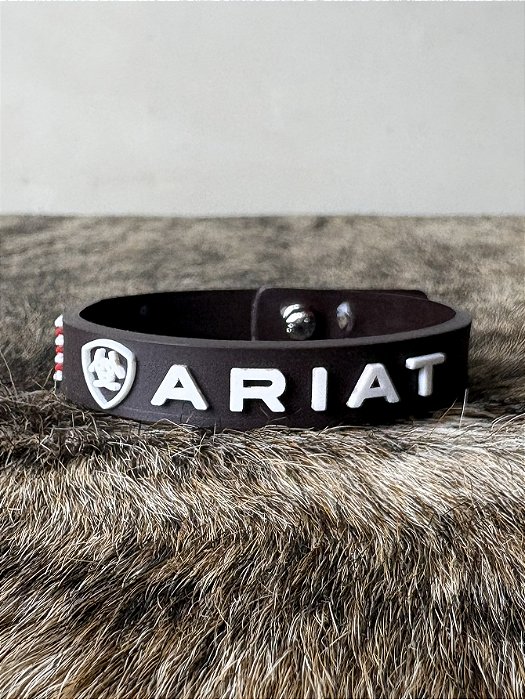 Pulseira Country Silicone Ariat Marrom Agro Cowboy Unissex