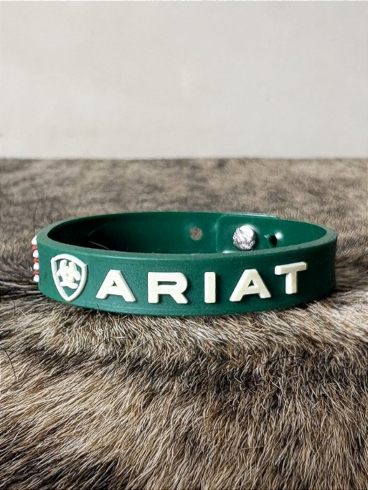 Pulseira Country Silicone Ariat Verde Western Rodeio Cowboy