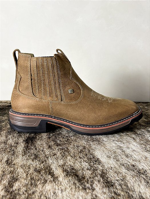 Botina Masculina Cano Curto Couro Zebu Work Bico Quadrado