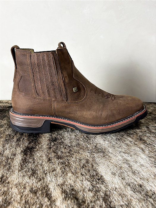 Botina Masculina Bico Quadrado Solado Work Couro Zebu