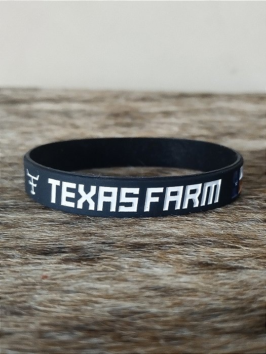 Pulseira Country Texas Farm Silicone Bandeira Preto Branco