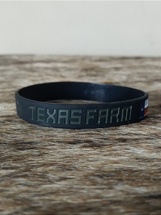 Pulseira Country TxFarm Silicone Bandeira Preto Cinza Escuro