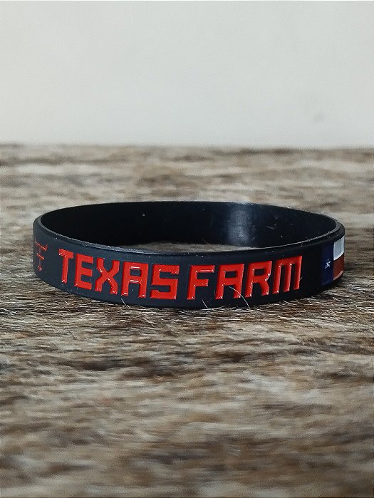Pulseira Country Tx Farm Silicone Bandeira Preto Vermelho