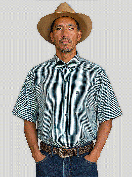 Camisa Masculina Manga Curta Xadrez Botão Quadriculada Tx
