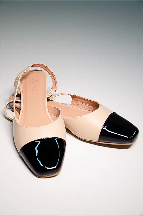 Sapato Slingback Sara Lohaz Preto/Nude