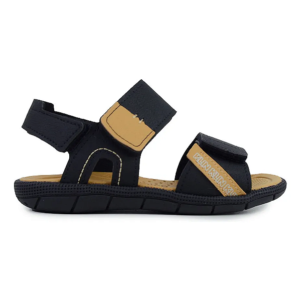 SANDALIA PAPETE DE VELCRO MENINO KLIN TIC TAC CASUAL PRETO