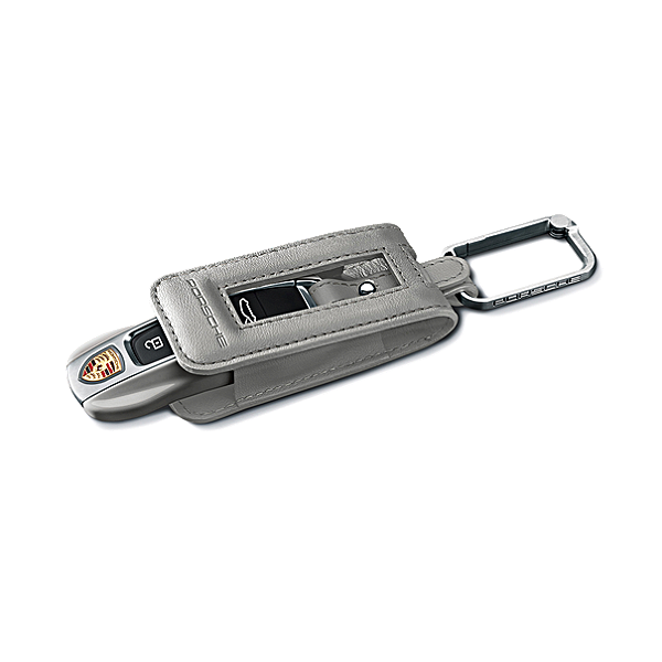 Estojo para Chave Porsche em Couro Cinza Giz ( Crayon )
