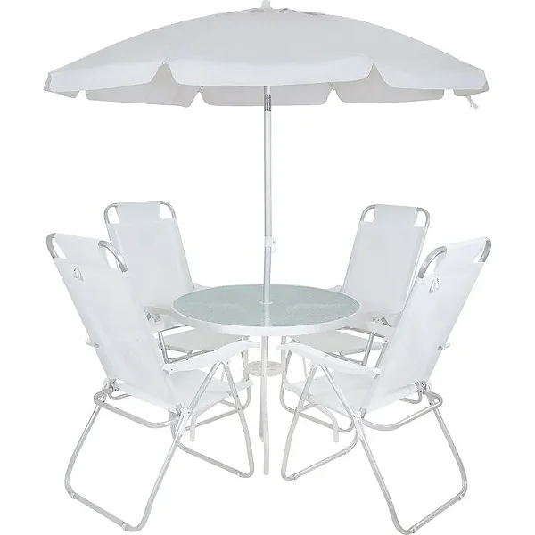 Conjunto De Mesa Com 4 Cadeiras E Ombrelone Bel Para Jardim e Area externa