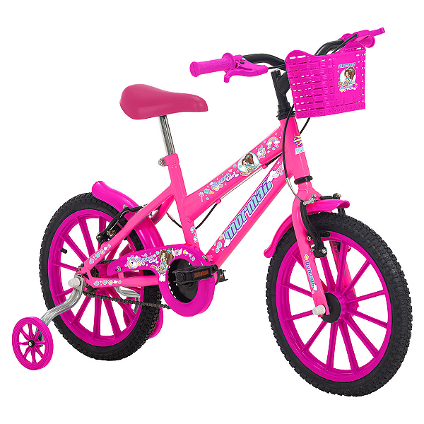 Bicicleta Aro 16 Com Cesta PP MTB Sweet Girl Rosa Chiclete - Mormaii