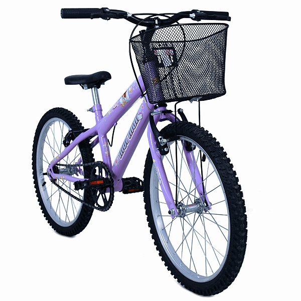 Bicicleta Aro 20 MTB Com Cesta C23 V-Brake Sweet Girl  Lilas - Mormaii