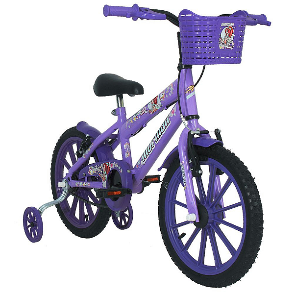 Bicicleta Aro 16 Com Cesta MTB Aço Carbono Sweet Girl Lilas - Mormaii