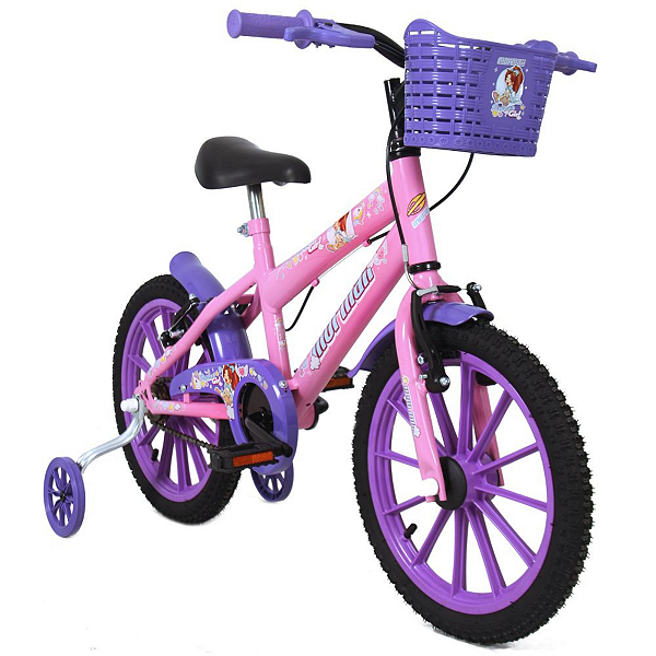 Bicicleta Aro 16 Com Cesta MTB Aço Carbono Sweet Girl Rosa - Mormaii