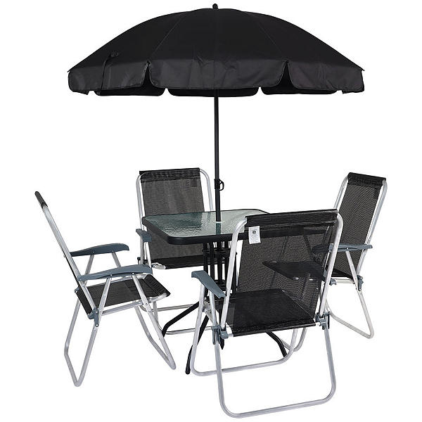 Conjunto Petrópolis 4 Cadeiras em Alumínio Preto Bel