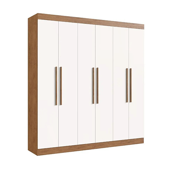 Guarda‑Roupa Casal Doripel Darwin 6 Portas 4 Gavetas 100% MDF - Off White/Nogueira