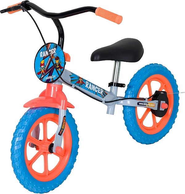 Bicicleta de Equilíbrio Infantil Track Ranger CO Azul Retrô e Laranja Aro 12