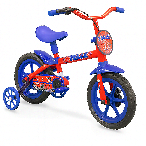 Bicicleta Infantil Track Arco Íris R Vermelho e Azul Aro 12 com Rodinhas