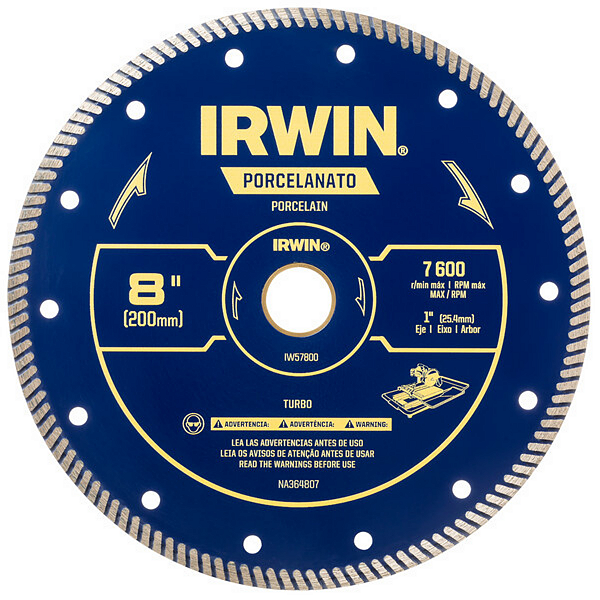 Disco Diamantado Turbo Porcelanato 200 x 25,4mm Irwin -IW57800