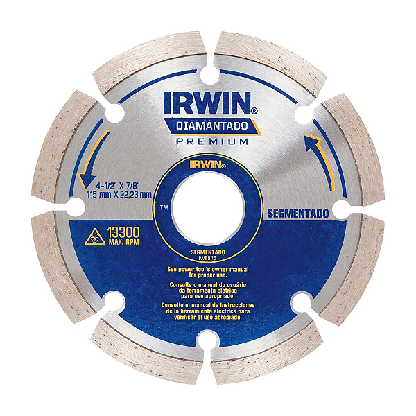Disco Diamantado Segmentado Premium de 115mm x 22.22mm Irwin - IW8946
