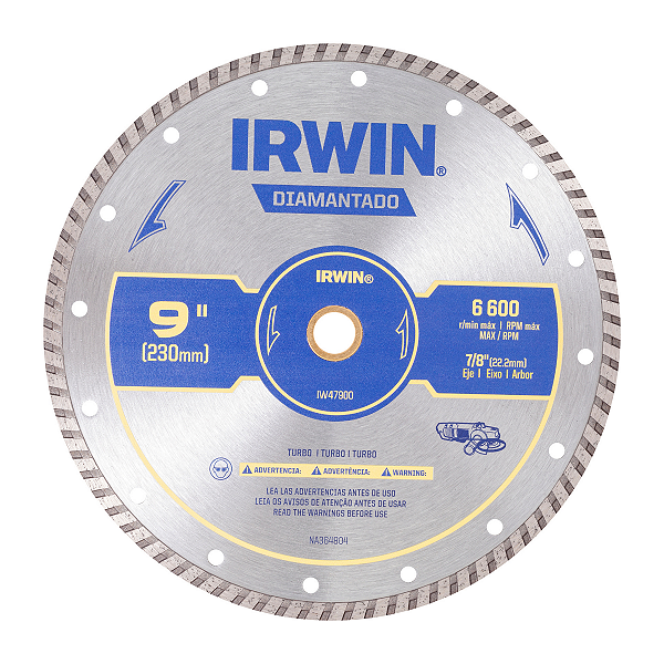 Disco Diamantado Turbo 230 mm 2,5 mm 9' x 7/8' Irwin - IW47900