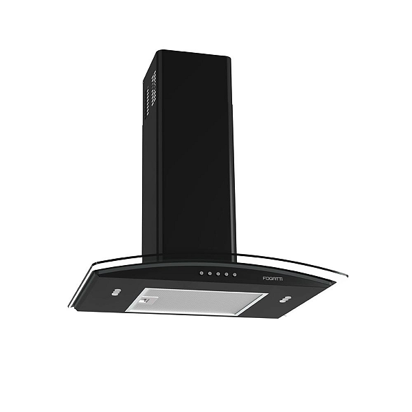 Coifa Parede Vidro Curvo CVC Clean 60cm Fogatti Preta com LED e 3 Velocidades 127V