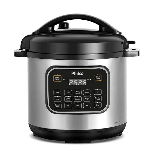 Panela de Pressão Elétrica Philco 8L PPP80 Inox 1200W Multifuncional 127V