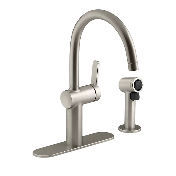 Torneira Misturador Kohler Koi Monocomando c/ Pulverizador Lateral para Cozinha K-R22141-VS Aço Inoxidável Vibrante