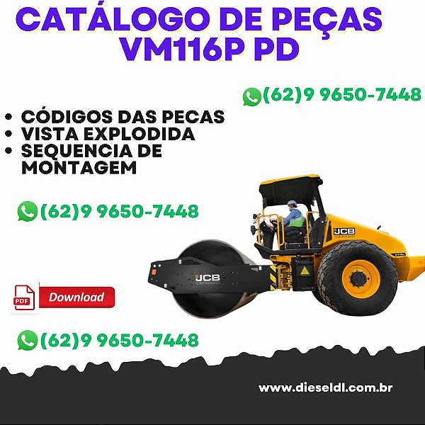 CATALOGO DE PEÇAS ROLO COMPACTADOR VIBROMAX VM116P PD  JCB
